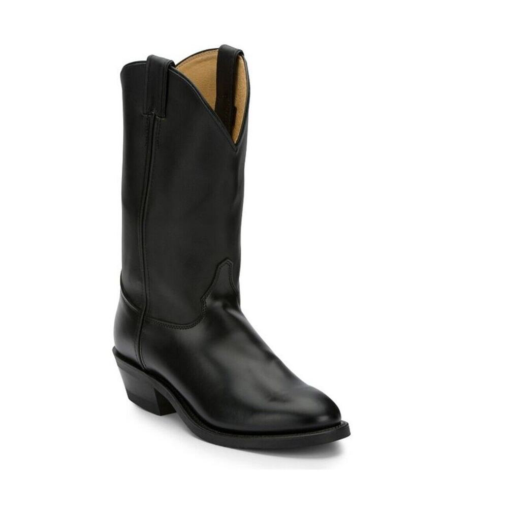 Justin Boots Mens Size 11 D Roper Cowboy Vibram Black Rodeo Work B4267 Leather